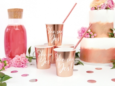 6 gobelets en carton rose gold she said yes 220 ml evjf