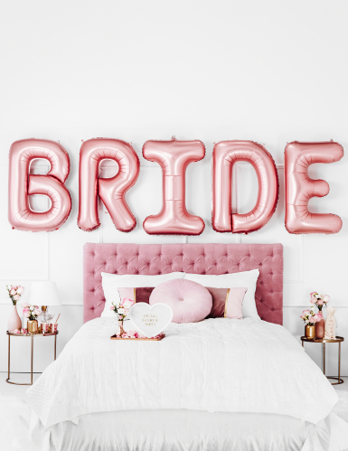 5 ballons lettres bride rose gold 280 x 86 cm pour evjf