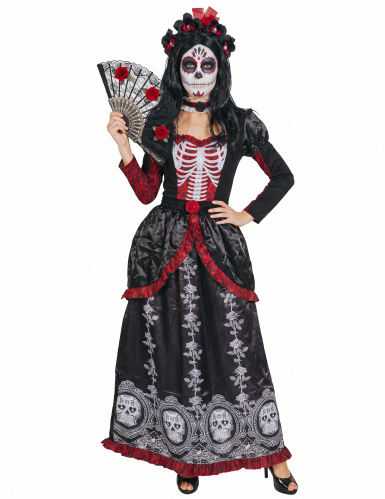 Déguisement robe longue Dia de los muertos femme