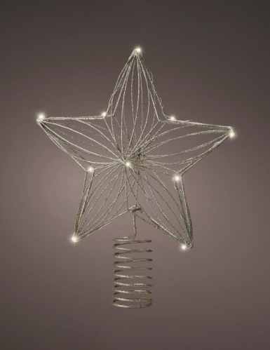 Cimier étoile avec led 25 cm dorée à paillettes