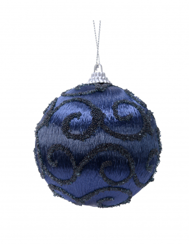 Boule pour sapin bleu nuit 8 cm à sequins