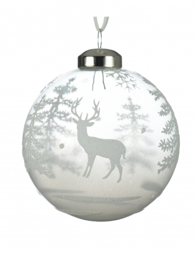 3 boules en verre transparente avec motifs enneigées 8 cm pour sapin