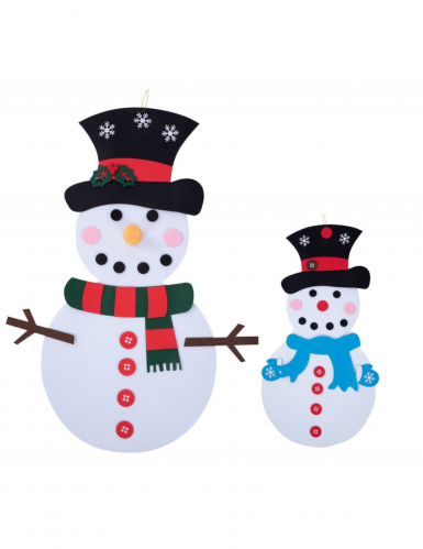 Bonhomme de neige avec décorations à accrocher 50 x 98 cm en feutrine