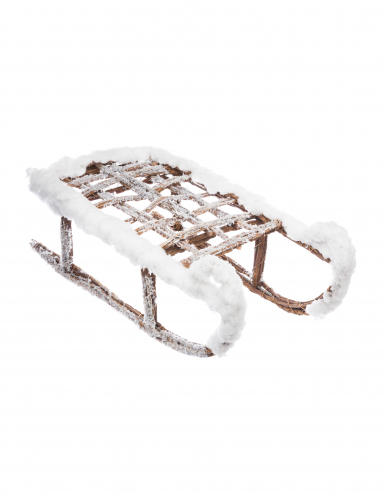 Décoration luge enneigée 37,5 cm en bois