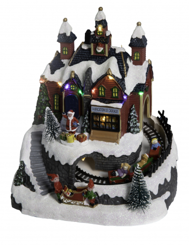 Village atelier de Noël 20 x 19 cm animé et musical