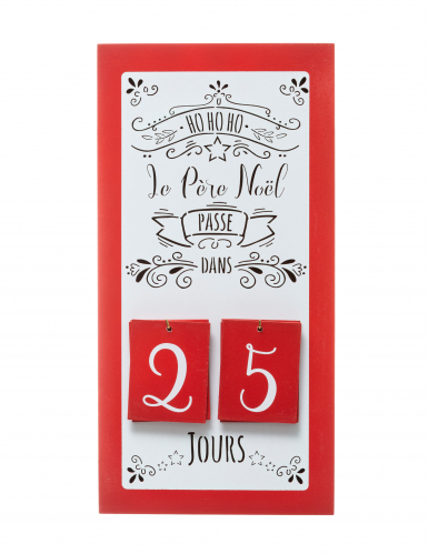 Calendrier de l'avent en bois avec compteur 40 x 20 cm