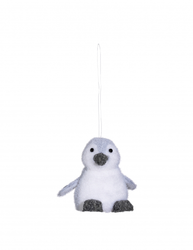 Suspension pour sapin pingouin 11 cm à paillettes argentées