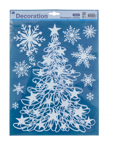Décoration pour vitres 24 x 41 cm sapin et renne