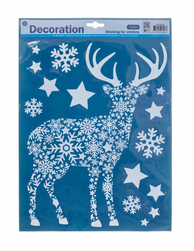 Décoration pour vitres 24 x 41 cm sapin et renne