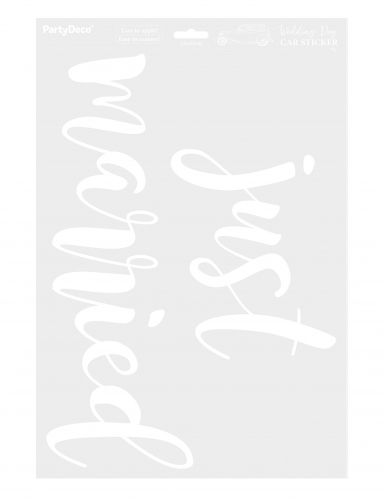 Autocollant pour voiture just married blanc 33 x 45 cm sticker mariage