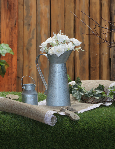 Cruche à lait en zinc avec poignée 18 cm vintage champêtre