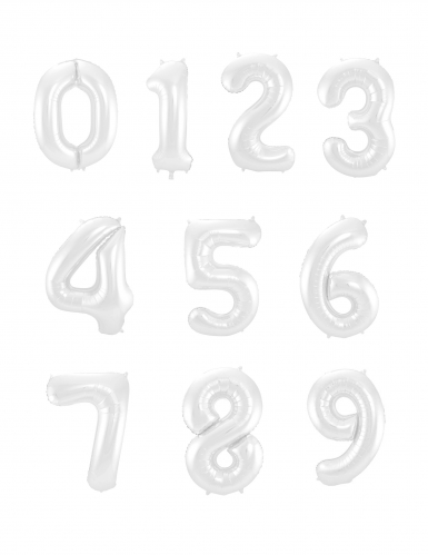 Ballon mylar chiffre blanc mat 86 cm pour anniversaire