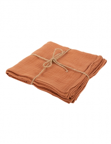 4 serviettes en gaze de coton terracotta 40 x 40 cm lavables