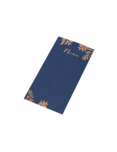 10 menus fougères marine et cuivre 22,5 x 11 cm pour mariage
