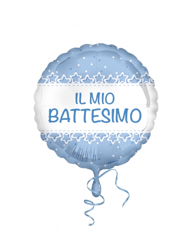 Ballon en feuille 45 cm Étoiles de baptême bleu clair