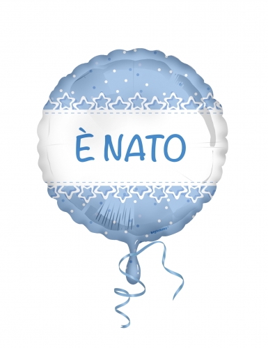 Ballon en feuille 45 cm étoiles de baptême bleu clair