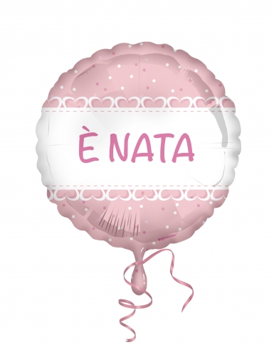 Ballon en feuille 45 cm Elle est née coeurs roses