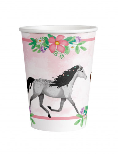 8 gobelets en carton joli cheval 250 ml anniversaire