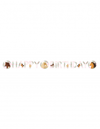 Guirlande happy birthday joli cheval 140 x 15 cm en carton