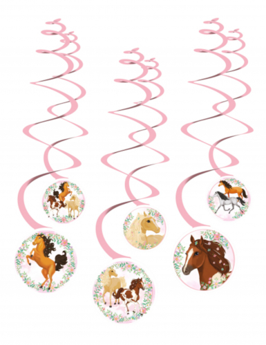 6 décorations spirales à suspendre joli cheval roses pour anniversaire