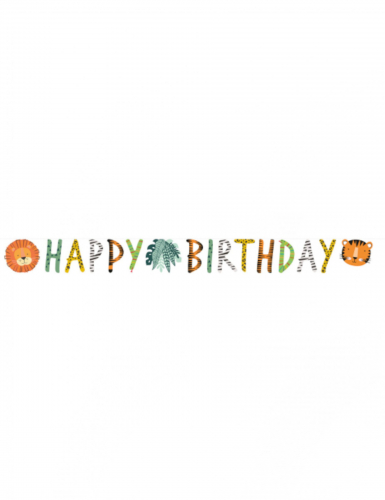 Guirlande happy birthday get wild safari 180 x 15 cm lion et tigre
