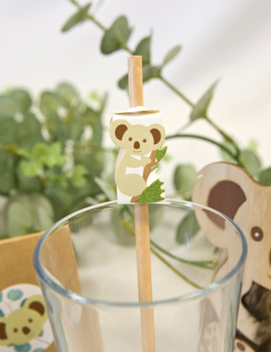 12 décorations pour pailles koala en papier 3,5 cm