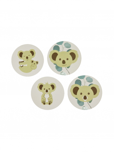12 stickers koala ronds 4 cm