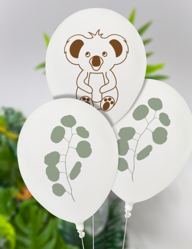 8 ballons en latex koala et eucalyptus 25 cm