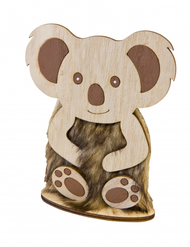 Décoration petit koala en bois et fourrure 15,5 x 8 cm
