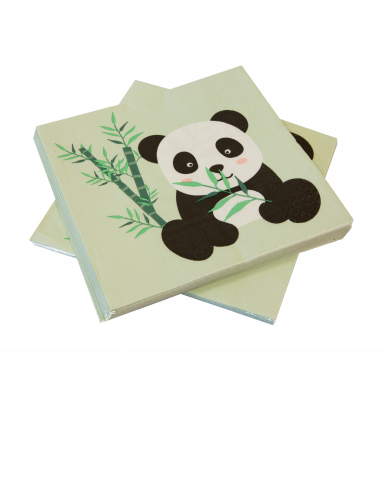 20 serviettes en papier panda 33 x 33 cm vert pastel