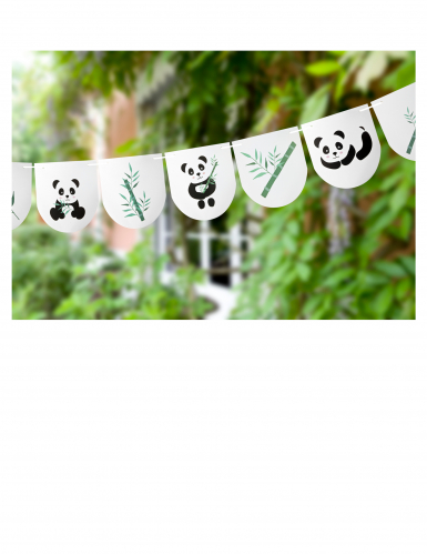 Guirlande de 11 fanions panda 3 m anniversaire et bambou
