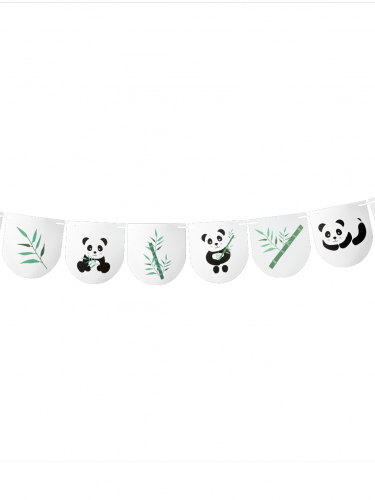 Guirlande de 11 fanions panda 3 m anniversaire et bambou