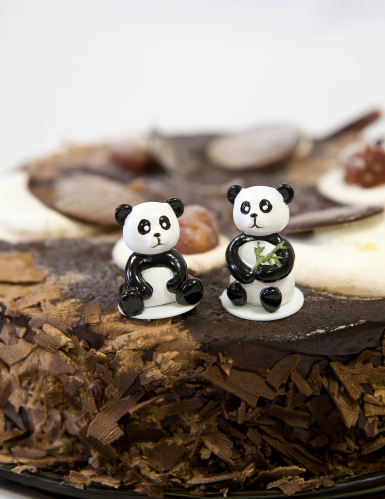 2 figurines en résine panda 7 cm pour gâteau