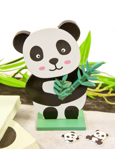 Centre de table panda en bois 13,5 x 10 cm