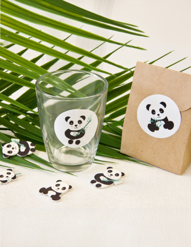 12 stickers panda 4 cm autocollants ronds