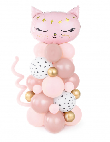 Bouquet de ballons chat rose 140 x 83 cm kit 62 pièces