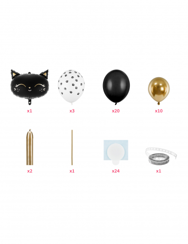 Bouquet de ballons chat noir 140 x 83 cm, kit 61 pièces