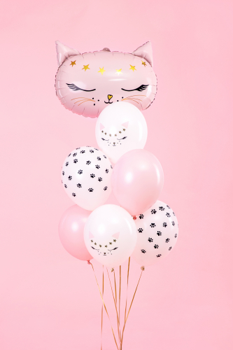 6 ballons en latex chats roses 30 cm décoration pastel