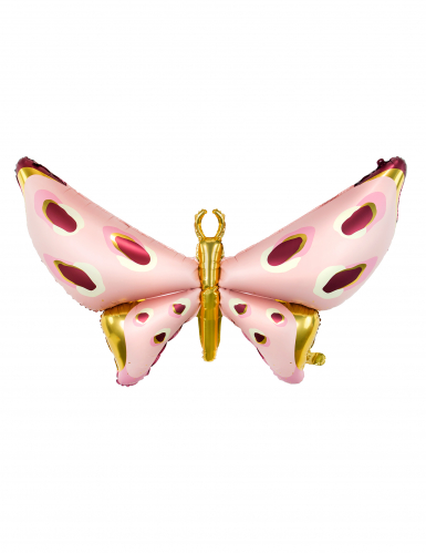 Ballon géant en aluminium papillon 120 x 87 cm rose et or