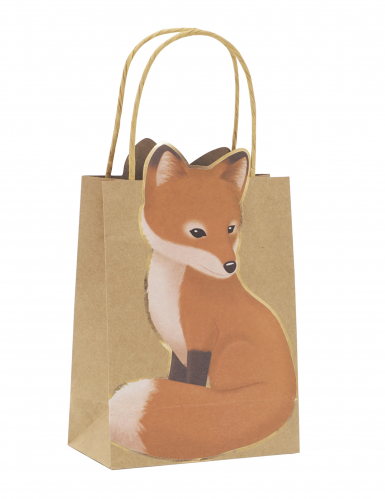 4 sacs cadeaux en kraft woodland renard 28 x 15 cm avec anses
