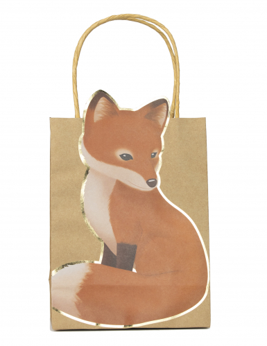 4 sacs cadeaux en kraft woodland renard 28 x 15 cm avec anses