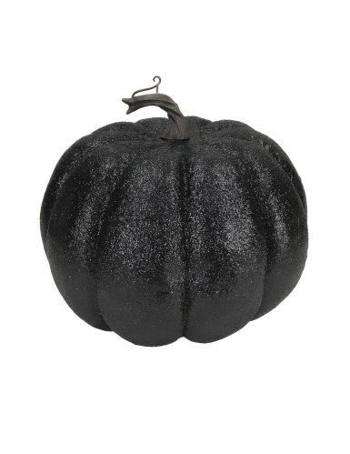 Citrouille pailletée noire 10 cm