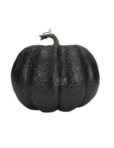 Citrouille pailletée noire 10 cm