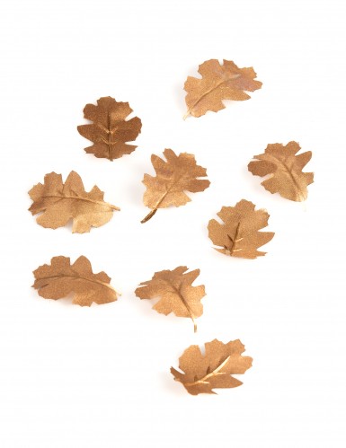 9 feuilles de chêne en tissu métallisé dorées 7,8 x 5,3 cm pour décoration