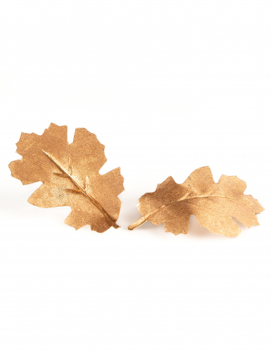 9 feuilles de chêne en tissu métallisé dorées 7,8 x 5,3 cm pour décoration