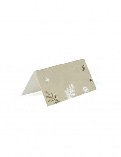 8 marque-places Noël botanique vert de gris et feuillage blanc