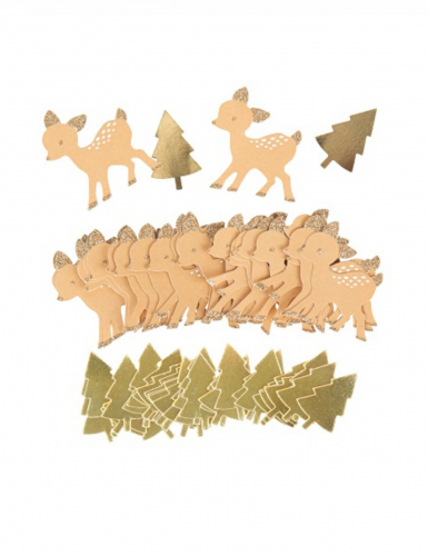 80 confettis petit faon et sapins dorés