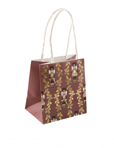 4 sacs Casse-Noisette festif bordeaux et paillettes 10 x 11 x 7 cm