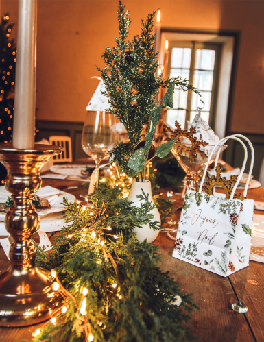 4 sacs joyeux Noël forêt enchantée avec anses