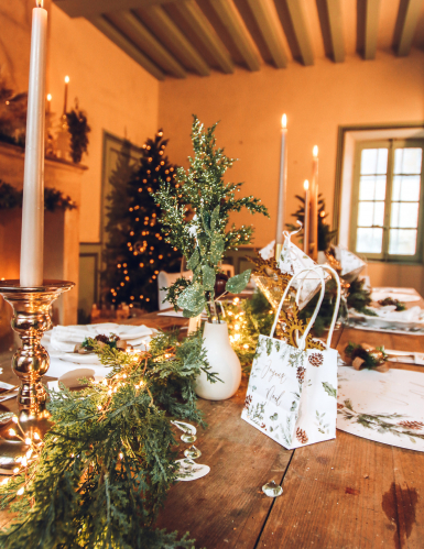 4 sacs joyeux Noël forêt enchantée avec anses